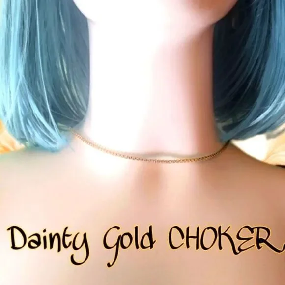 Choker Clear White Baguette Diamond Necklace 18K Gold over 925 Sterling Silver - Picture 3 of 7